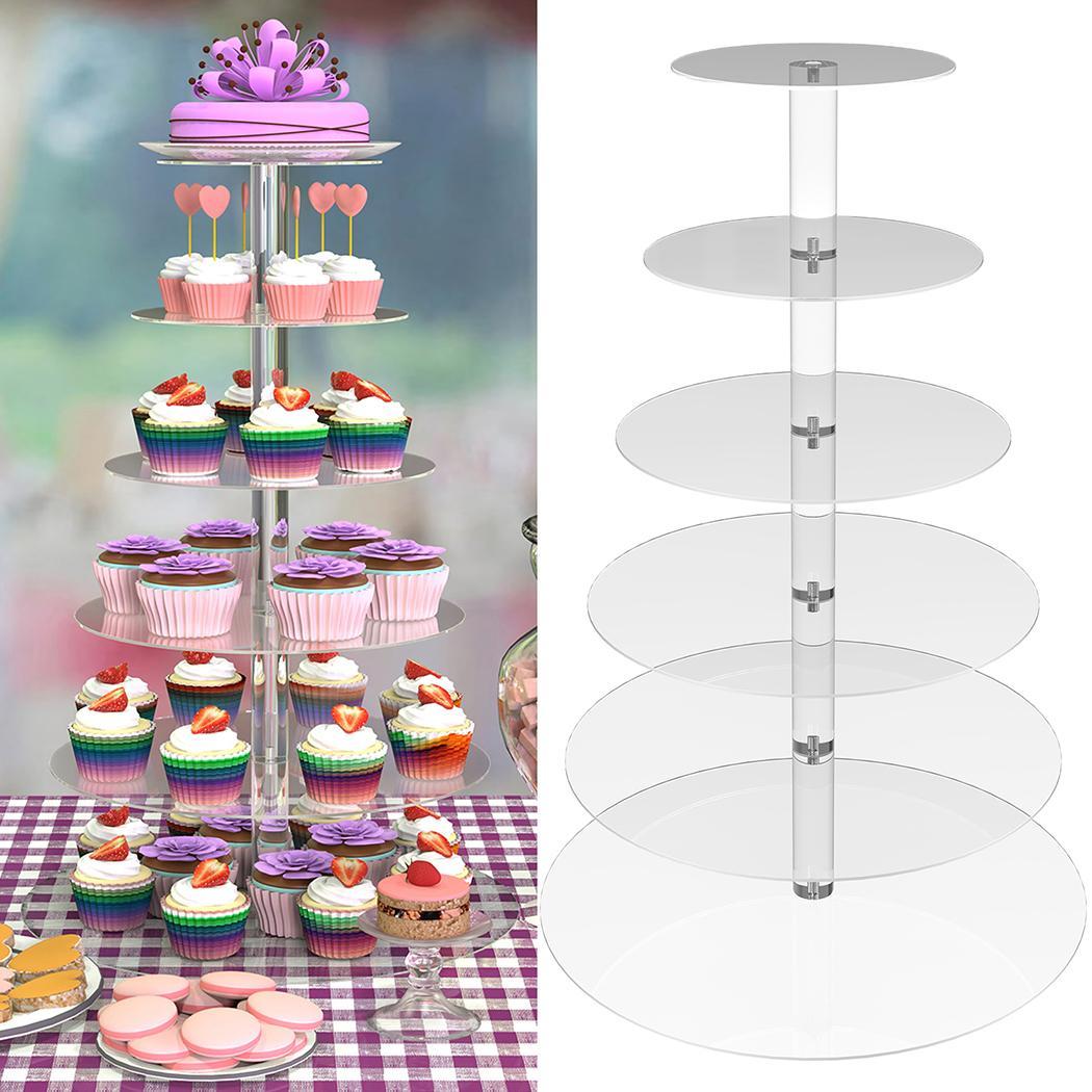 6 Tier Acrylic Round Transparent Cake Stand For Wedding Party Birthday Display
