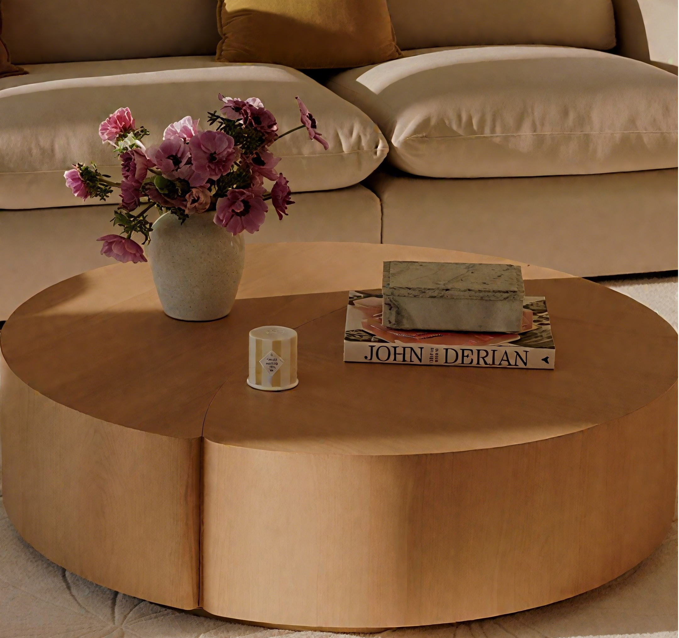 round wood coffee table