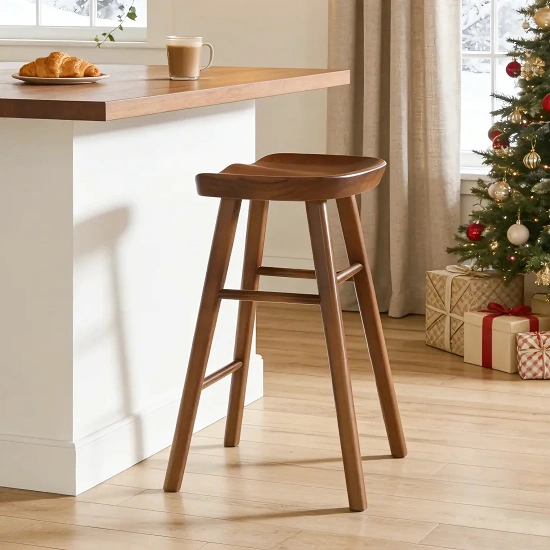 Rustic Saddle Backless Bar Stool