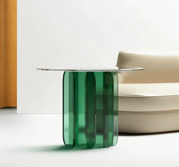 Postmodern Geometric Glass Top Coffee Table Acrylic Base