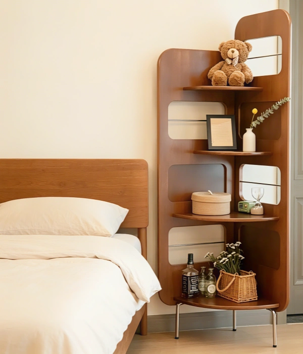 corner bookshelf for small space