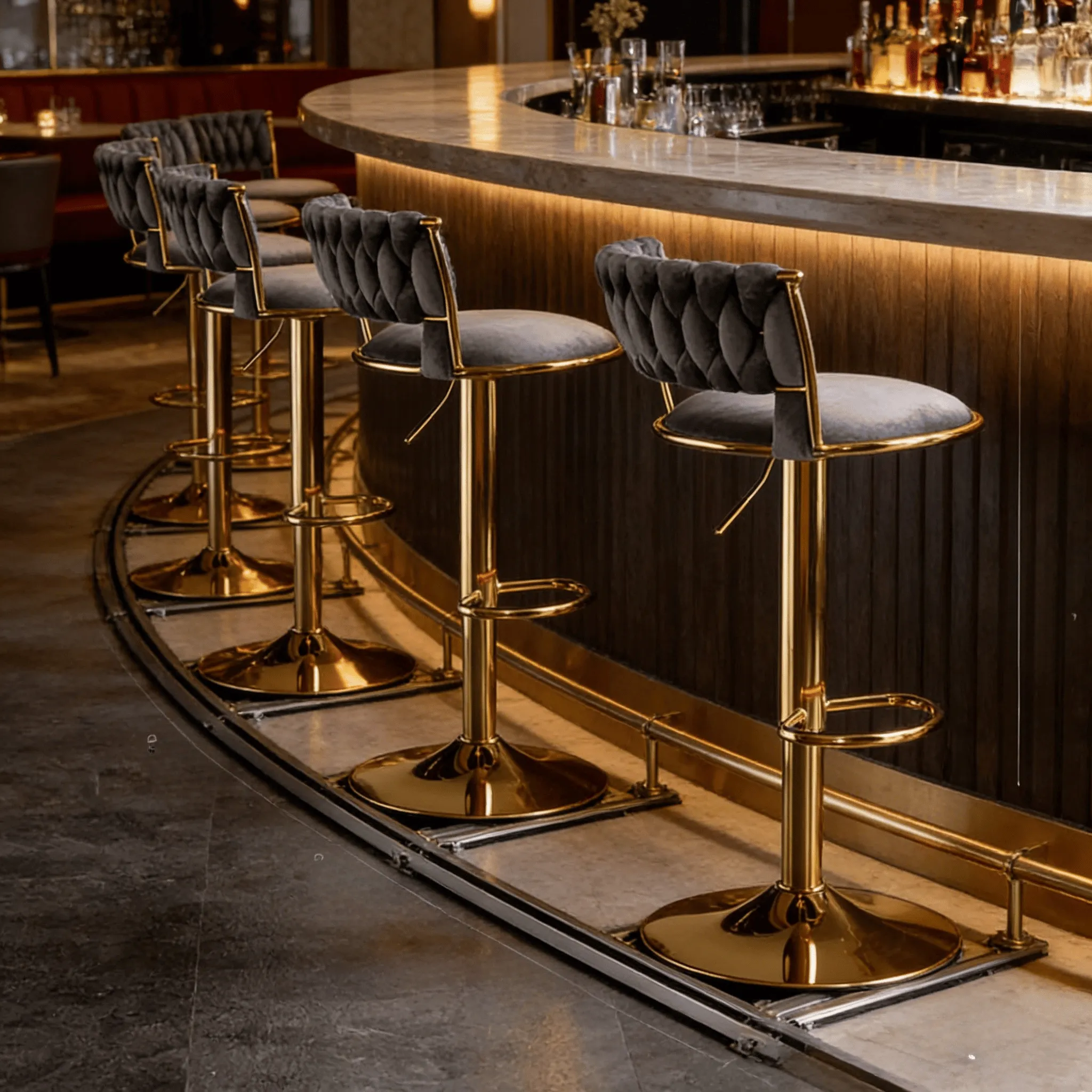 Modern Velvet Swivel Adjustable Bar Stools | homeyfad