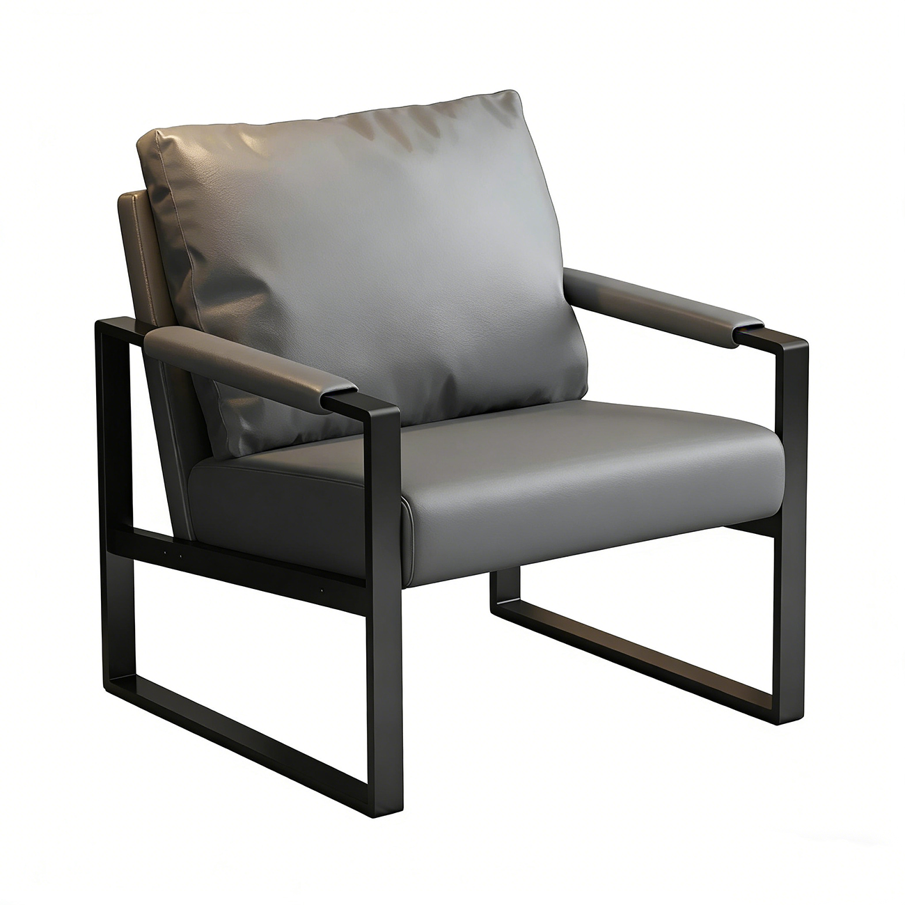 Dark Grey Modern Pillow Back Sled Base Arm Chair | homeyfad