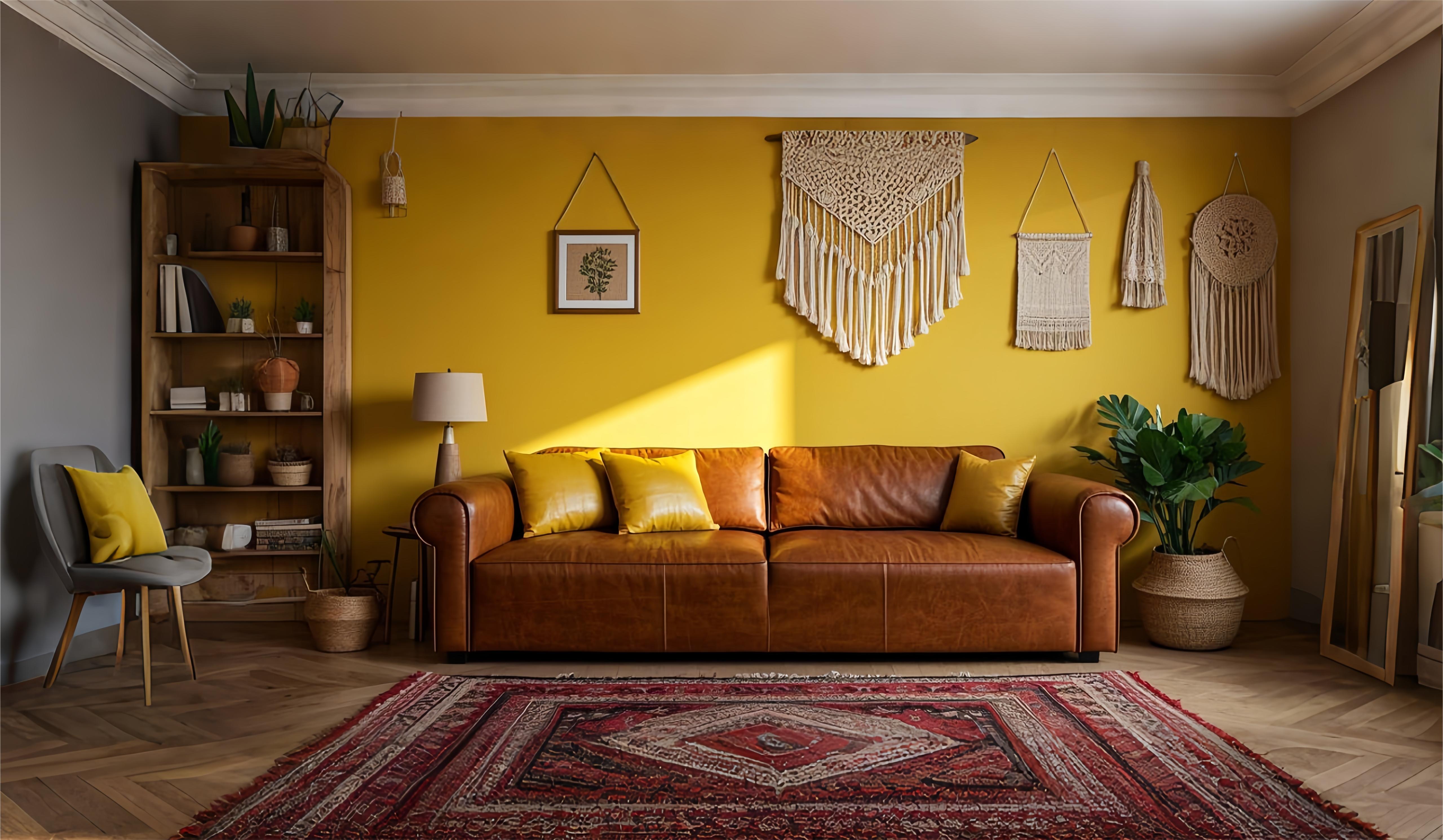 Brown Leather Sofa with home decor
 | homeyfad