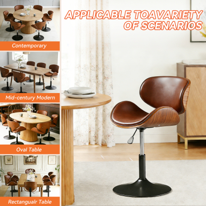 Modern Adjustable Leather Swivel Bar Stools with Backs