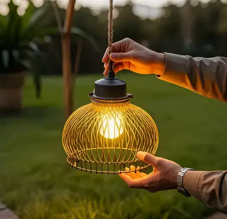 outdoor pendant light hangs