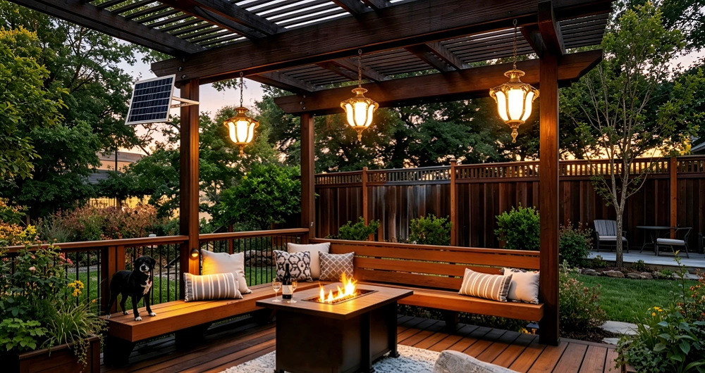 Solar Outdoor Pendant Light with Remote Control