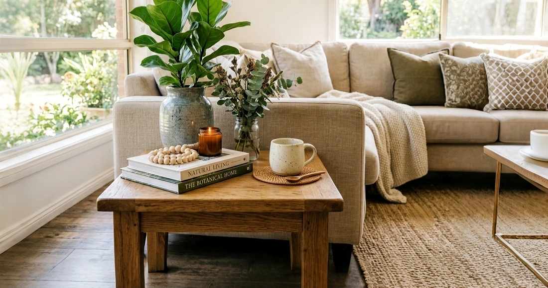 Side Table With Plants and Flowers