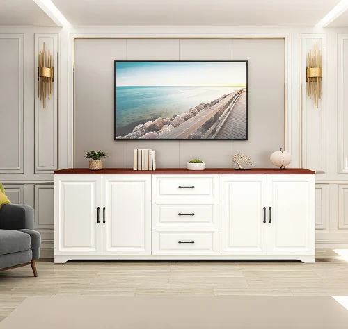 White 3-Drawer Wooden TV Stand