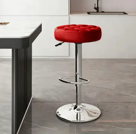 Red upholstered bar stool