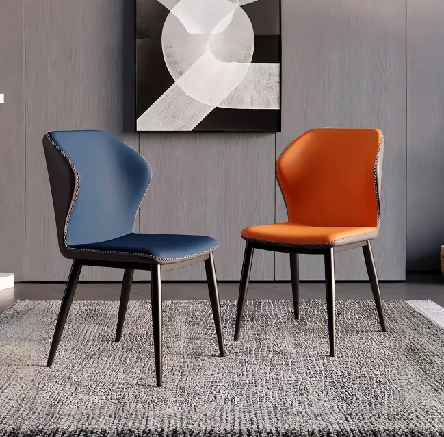 Scandinavian Faux Leather Wingback Dining Chairs Image - 11 | homeyfad