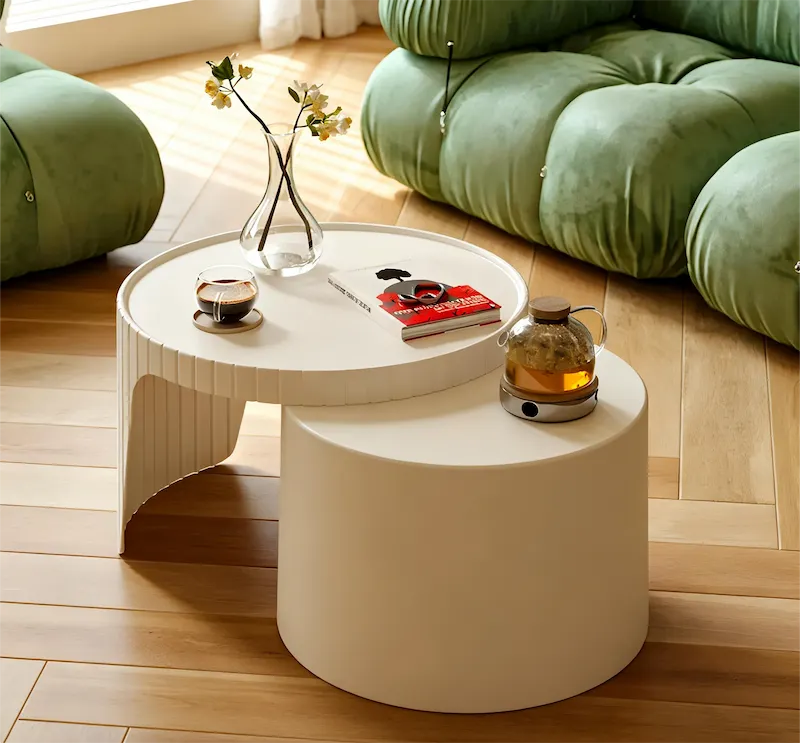 nesting coffee table in living room