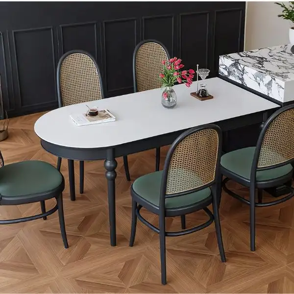 Black Free Form Wood Dining Table