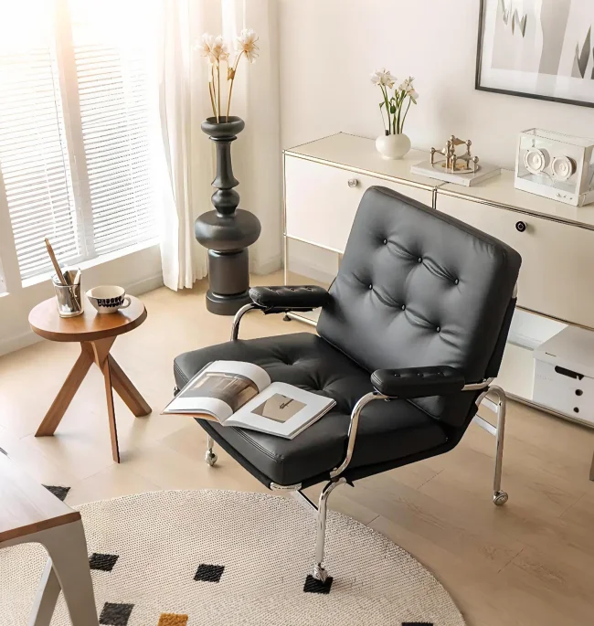 black leather accent chair