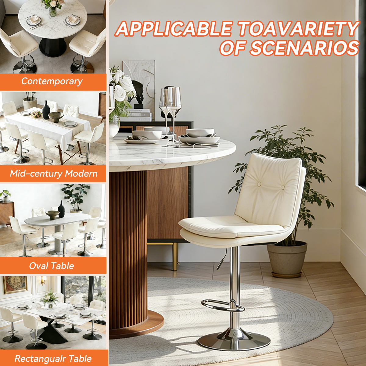 Modern Adjustable Leather Swivel Bar Stools | homeyfad