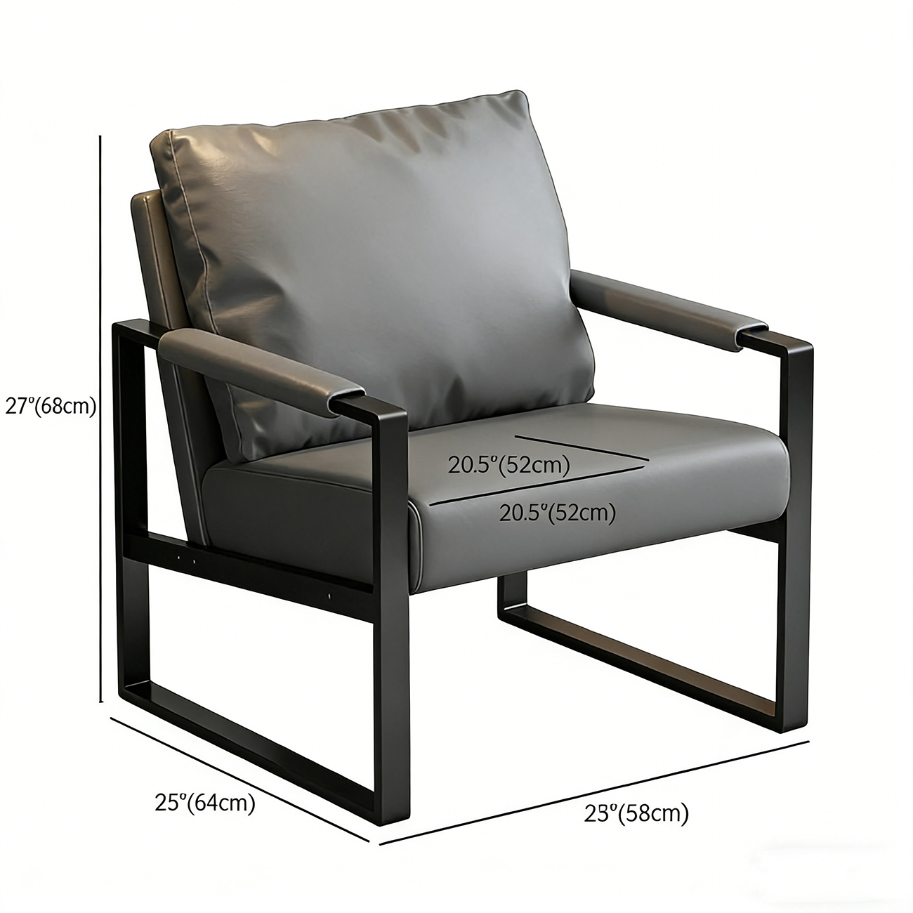 Dark Grey Modern Pillow Back Sled Base Arm Chair | homeyfad