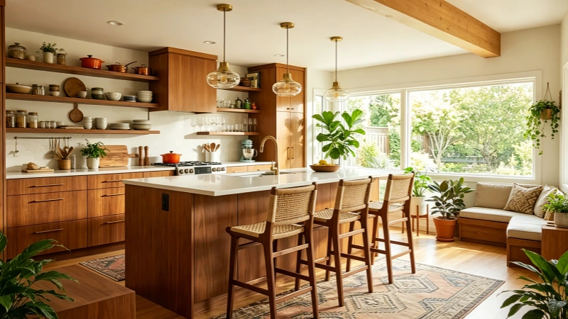 Anchor the Room with a Wood Kitchen Island