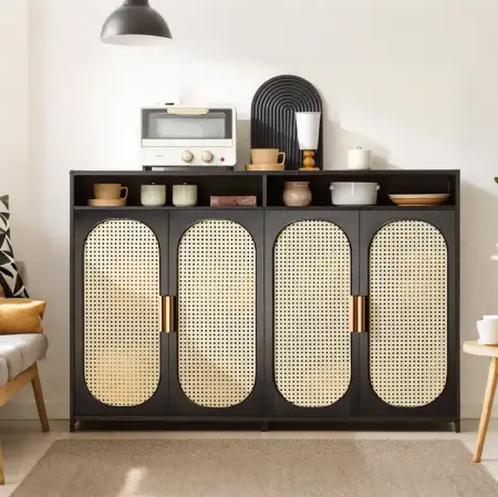 Narrow Rectangular Wood Sideboard