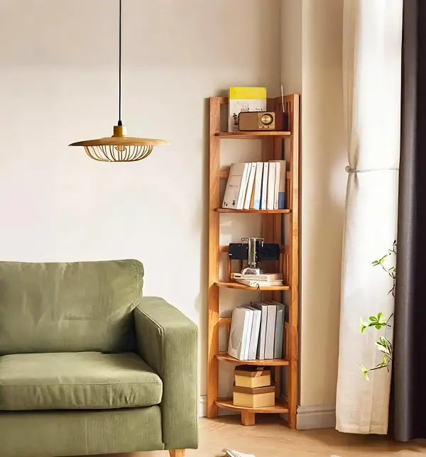 corner wood bookcase