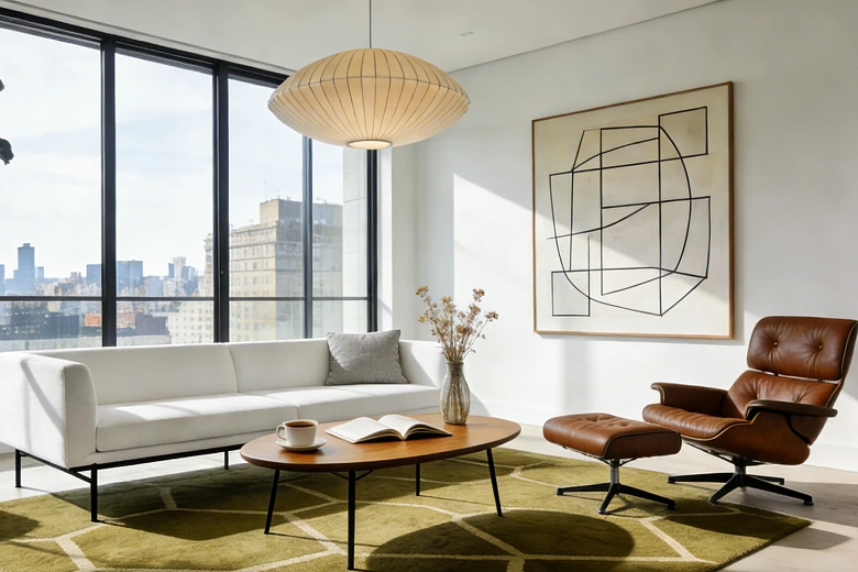 Mid-Century Modern with White Sofa