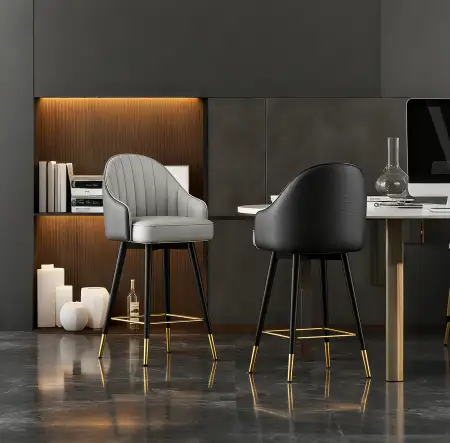 Metal bar stool with leather