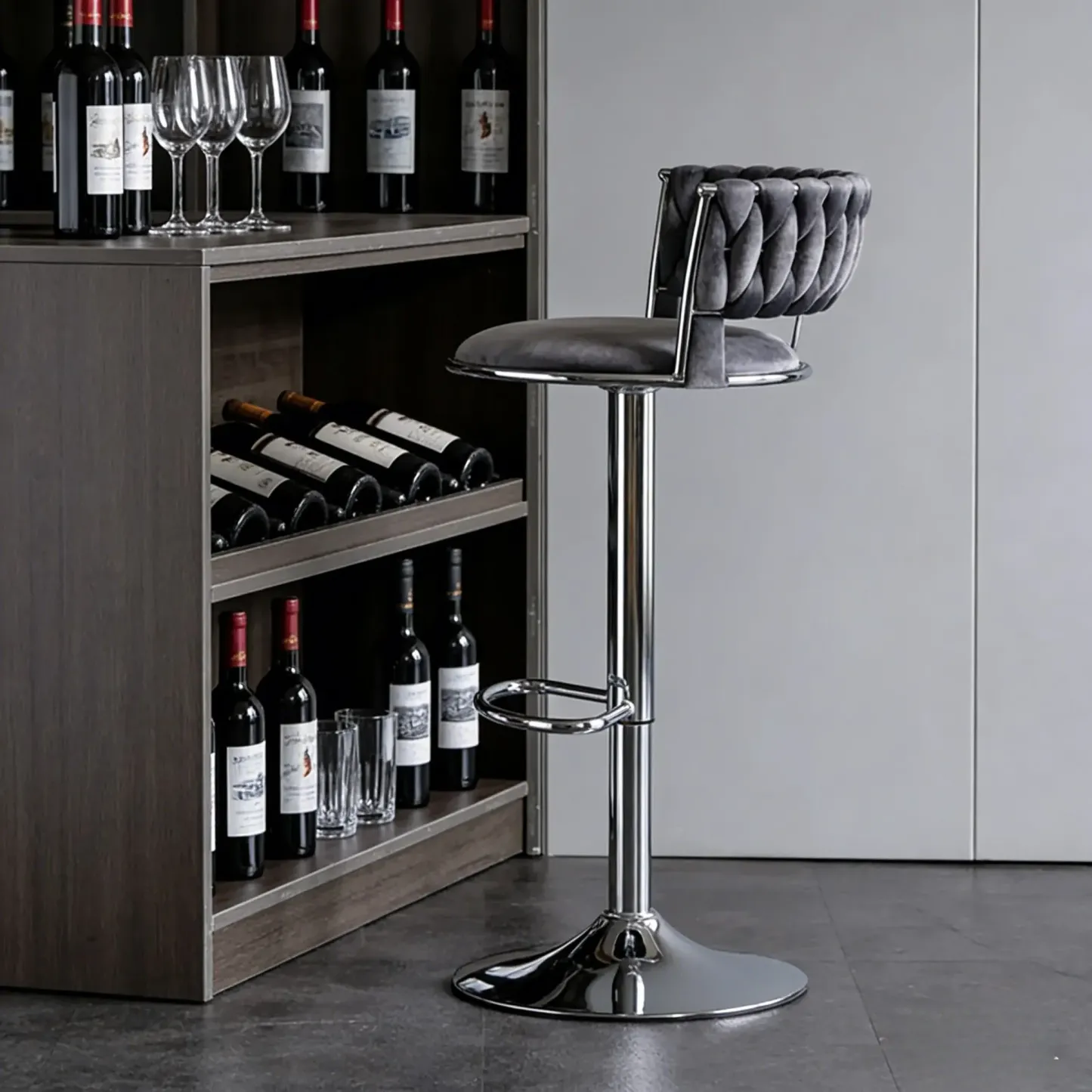 Modern Velvet Swivel Adjustable Bar Stools