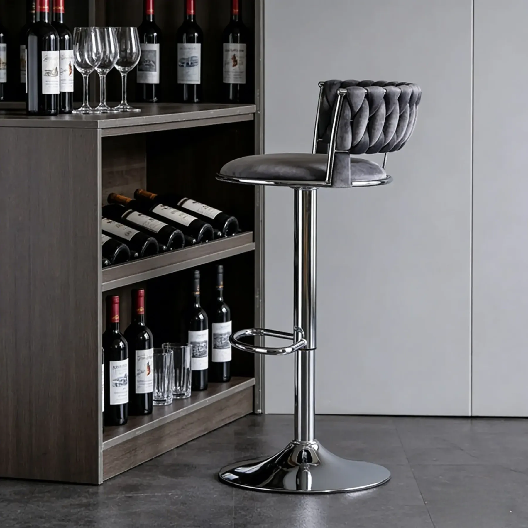 Modern Velvet Swivel Adjustable Bar Stools