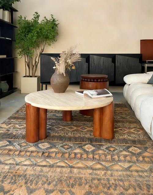 Sintered Stone with Wood Coffee Table
