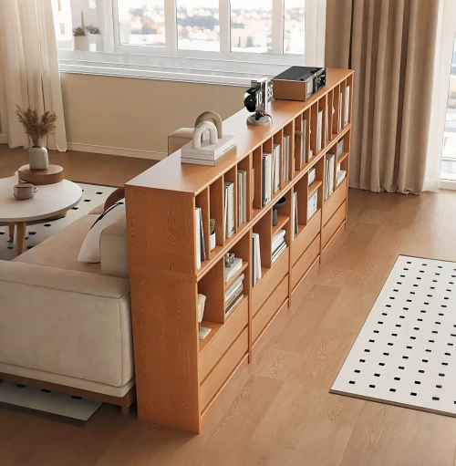 Cherry Wood Horizontal Open Bookcase