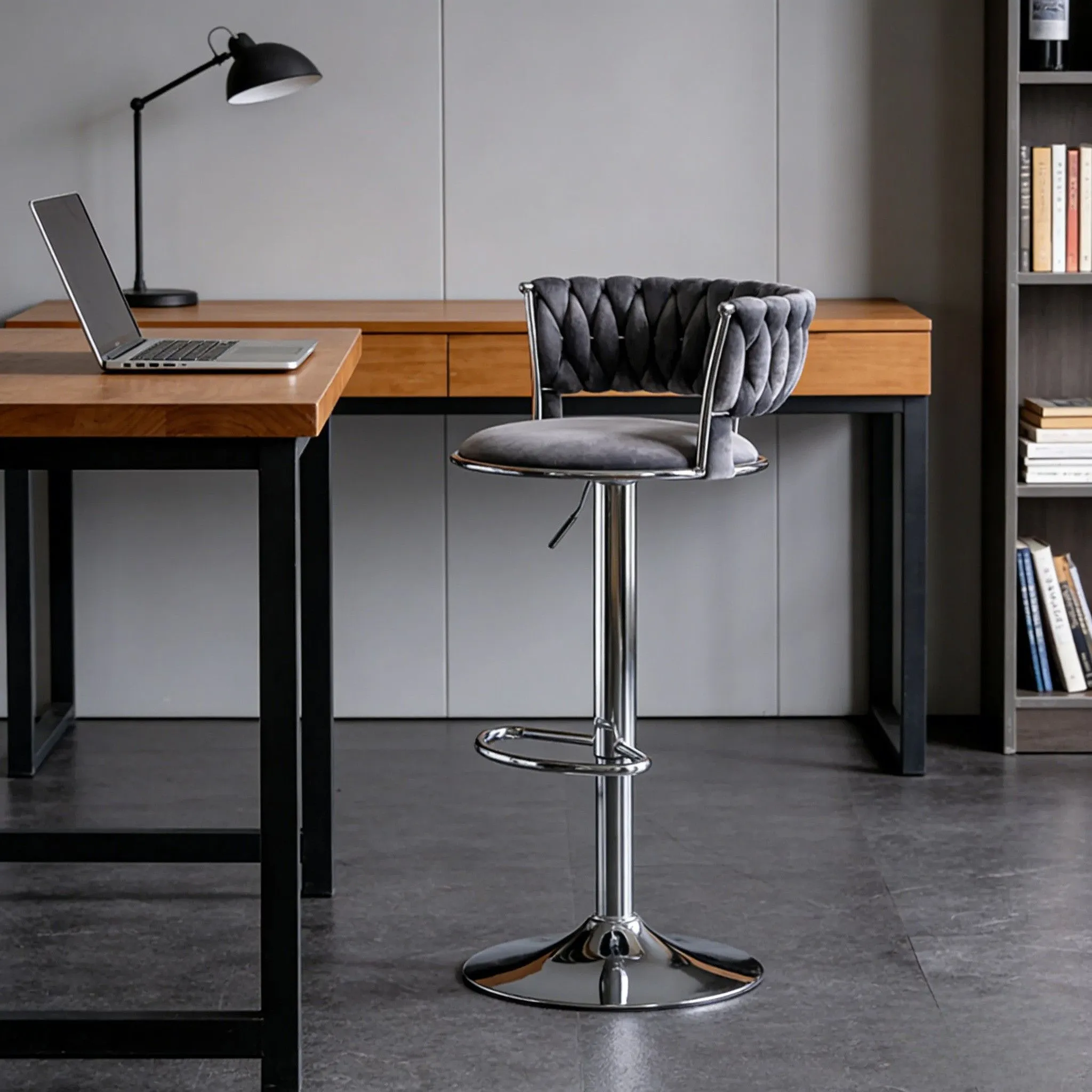 Modern Velvet Swivel Adjustable Bar Stools | homeyfad