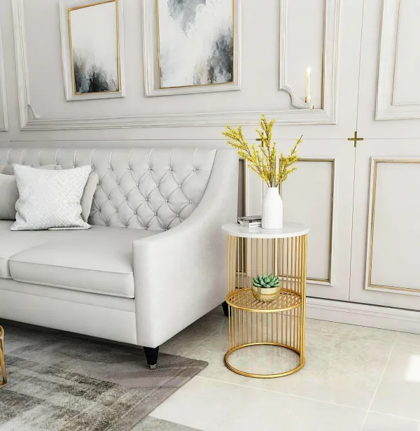 Metal Side Tables for White Sofa