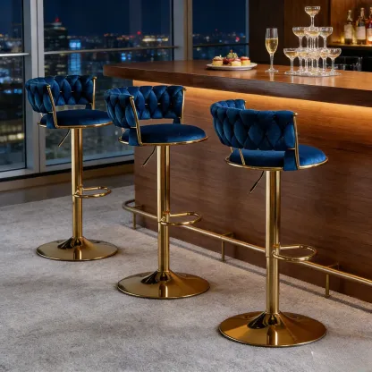 Modern Velvet Swivel Adjustable Bar Stools