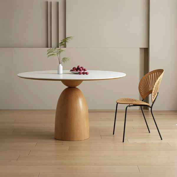 Stone Natural Wood Round Dining Table