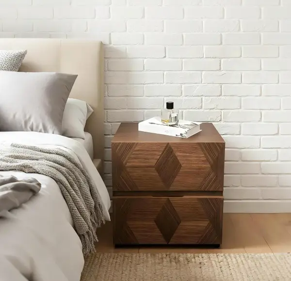 Brown Narrow 2-drawer Floating Nightstand