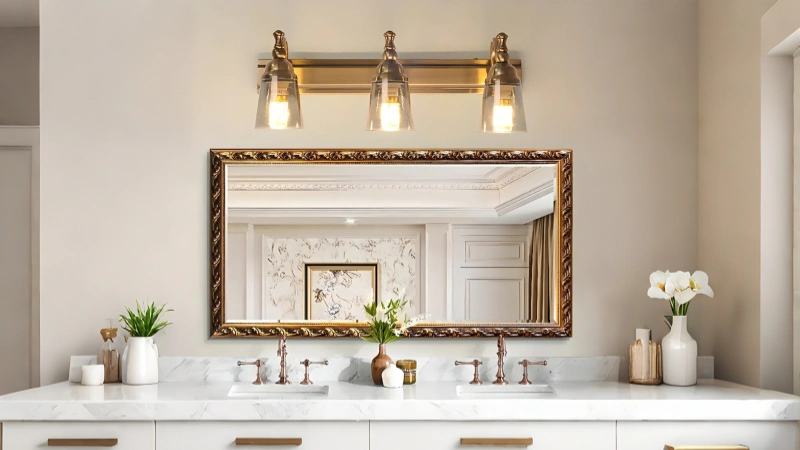 Elegant Brass Geometric Vanity Lamps