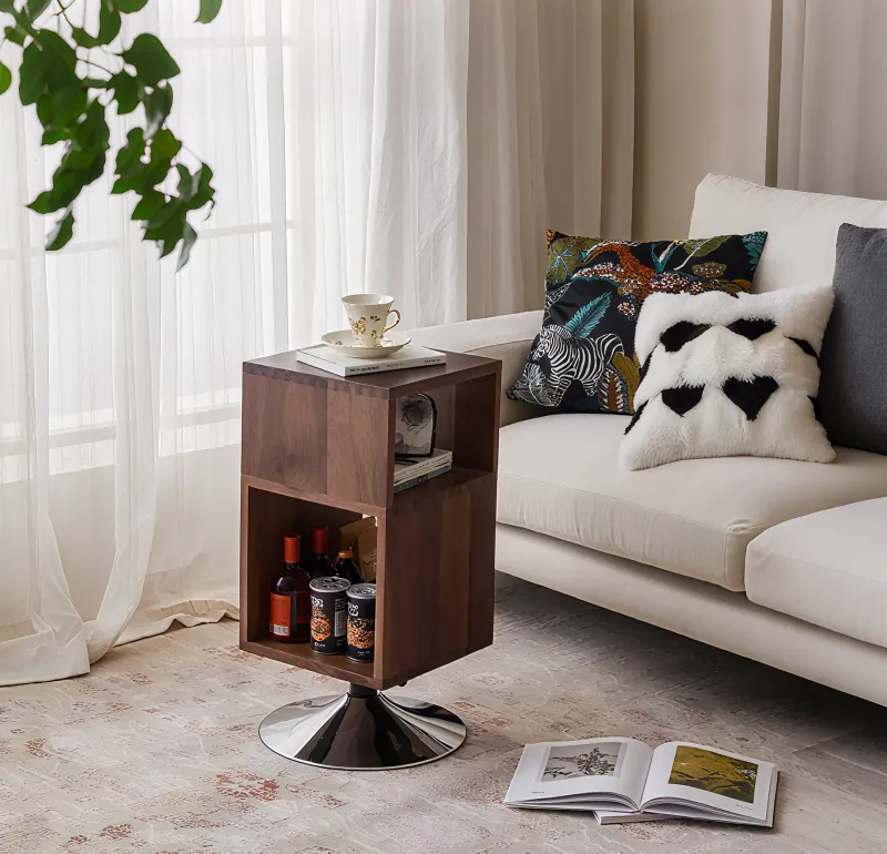 Rectangular Wooden 360&deg; Rotating Side Table