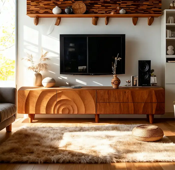 Wood Brown Storage TV Stand