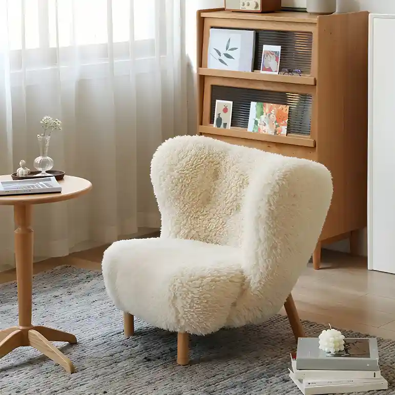 Mid-Century Modern Flannel Accent Chair