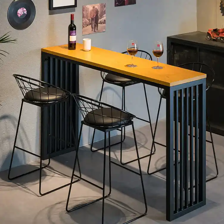 Wooden Metal Leg Rectangular Bar Tables