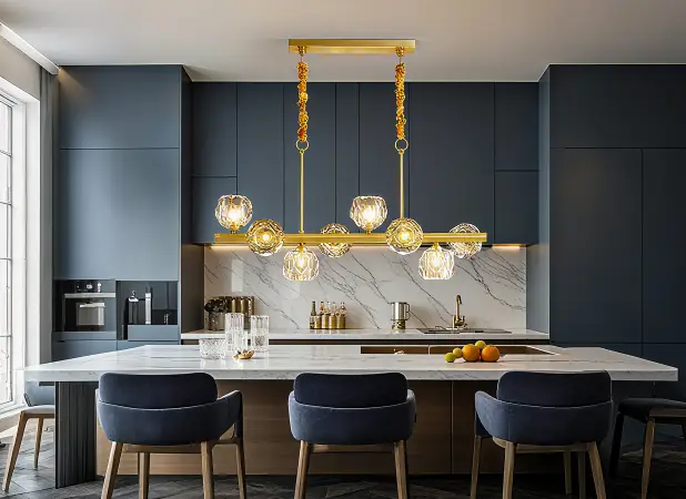 Metal Crystal Gold Pendant Light for Kitchen