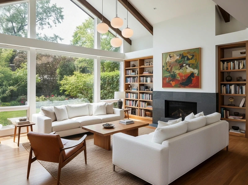 Modern Living Room with White Sofa