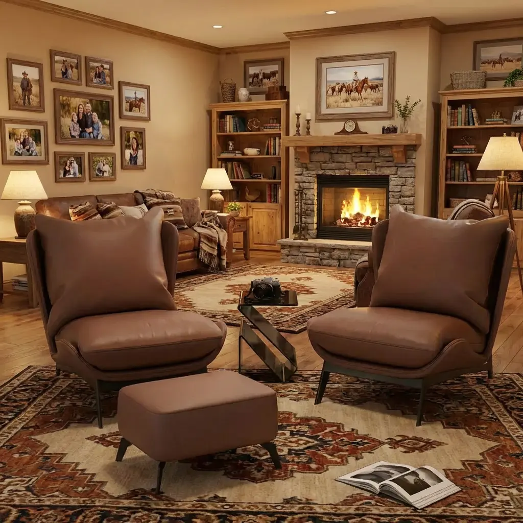 Modern Cat-Resistant Leather Accent Chair with Ottoman | homeyfad