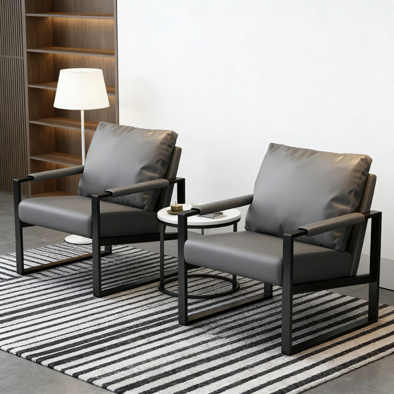 Dark Grey Modern Pillow Back Sled Base Arm Chair | homeyfad