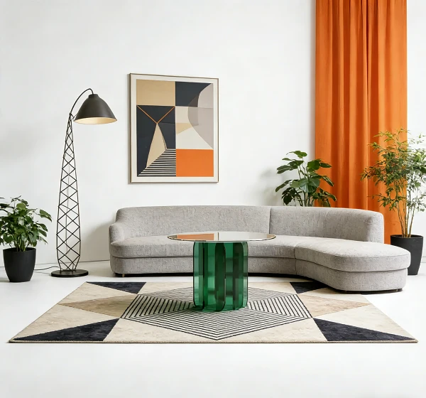 Postmodern Geometric Glass Top Coffee Table Acrylic Base