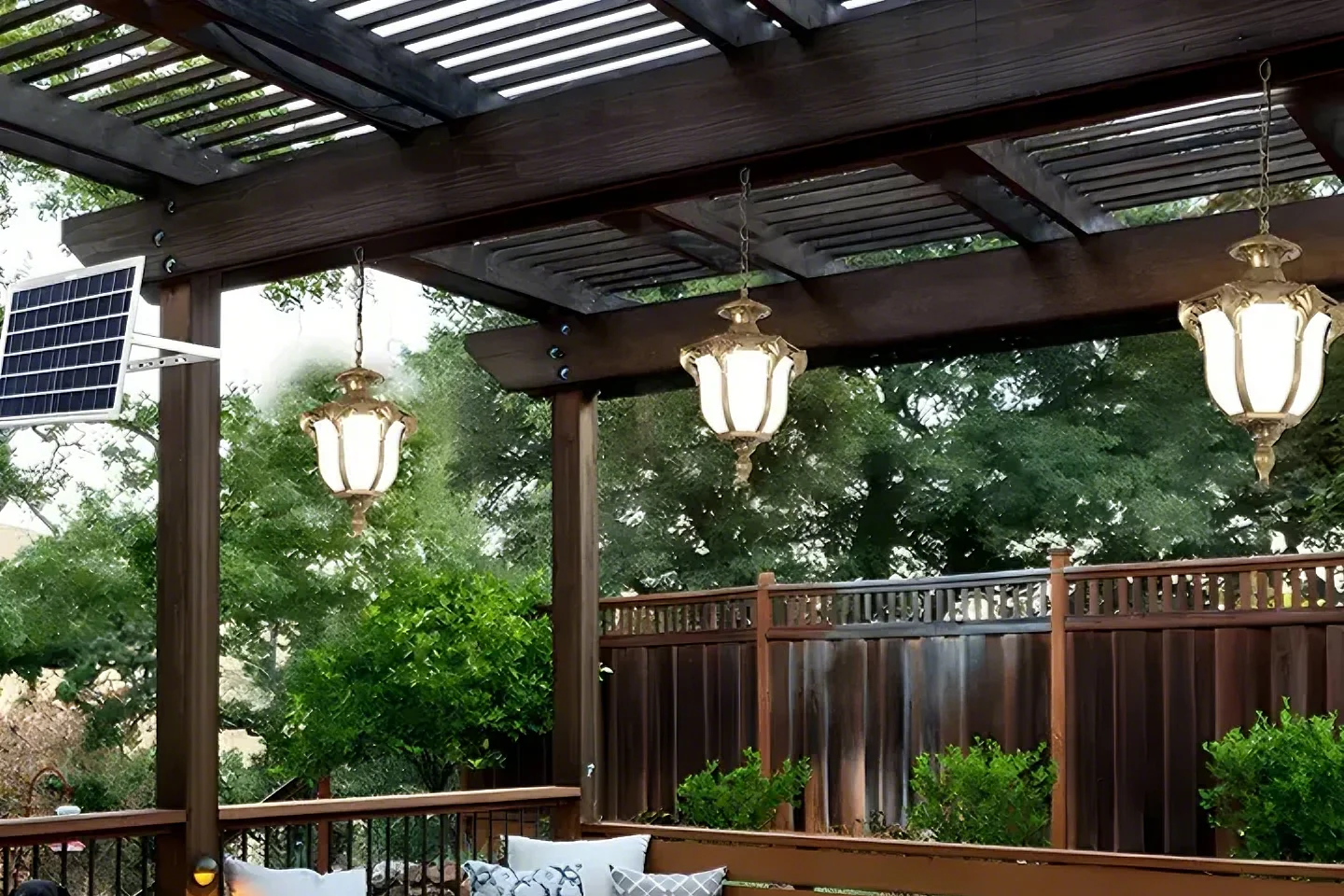  vintage bell shaped solar powered outdoor pendant light