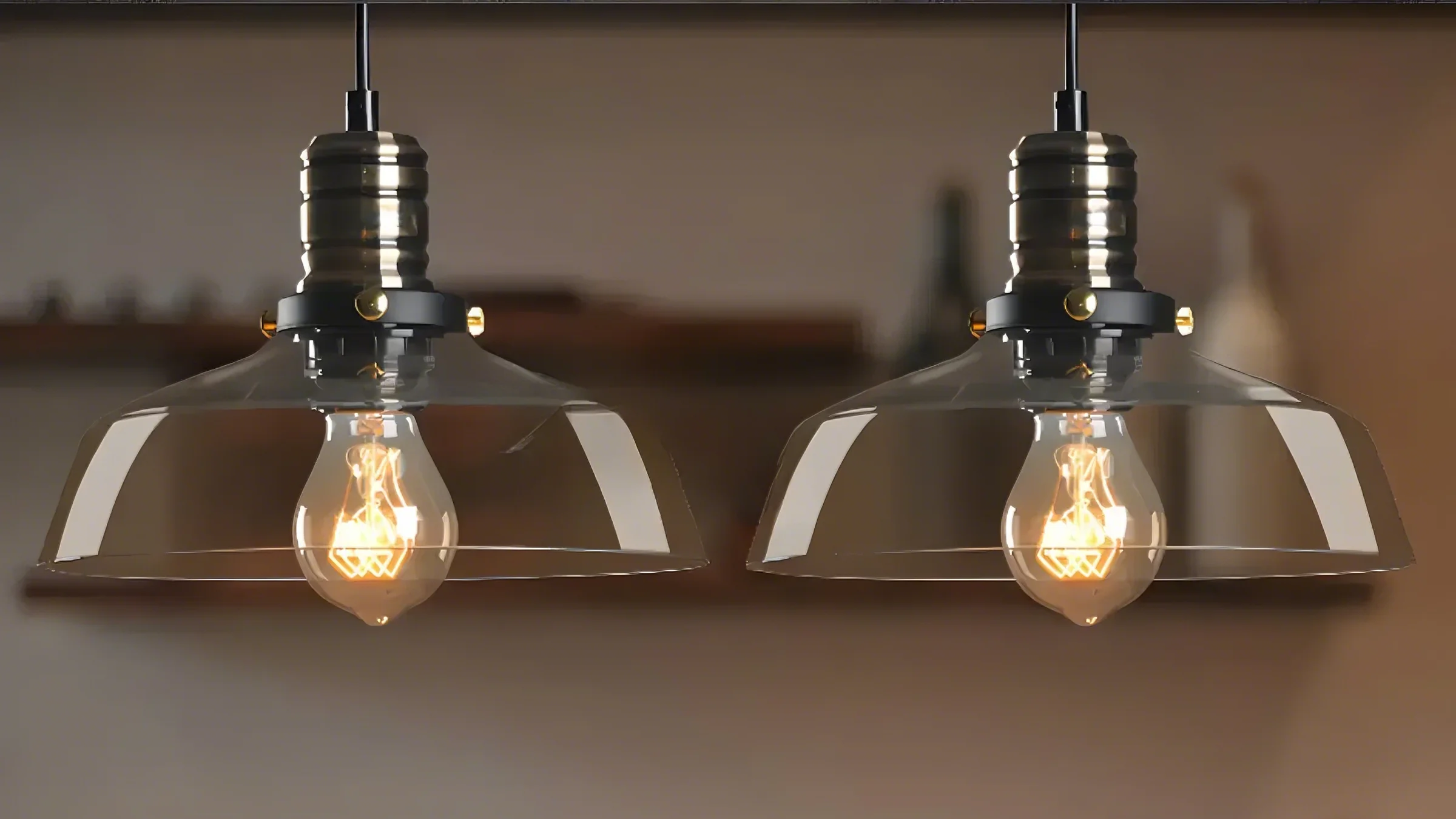 Modern Black Glass Pendant Light Adjustable Length for Kitchen