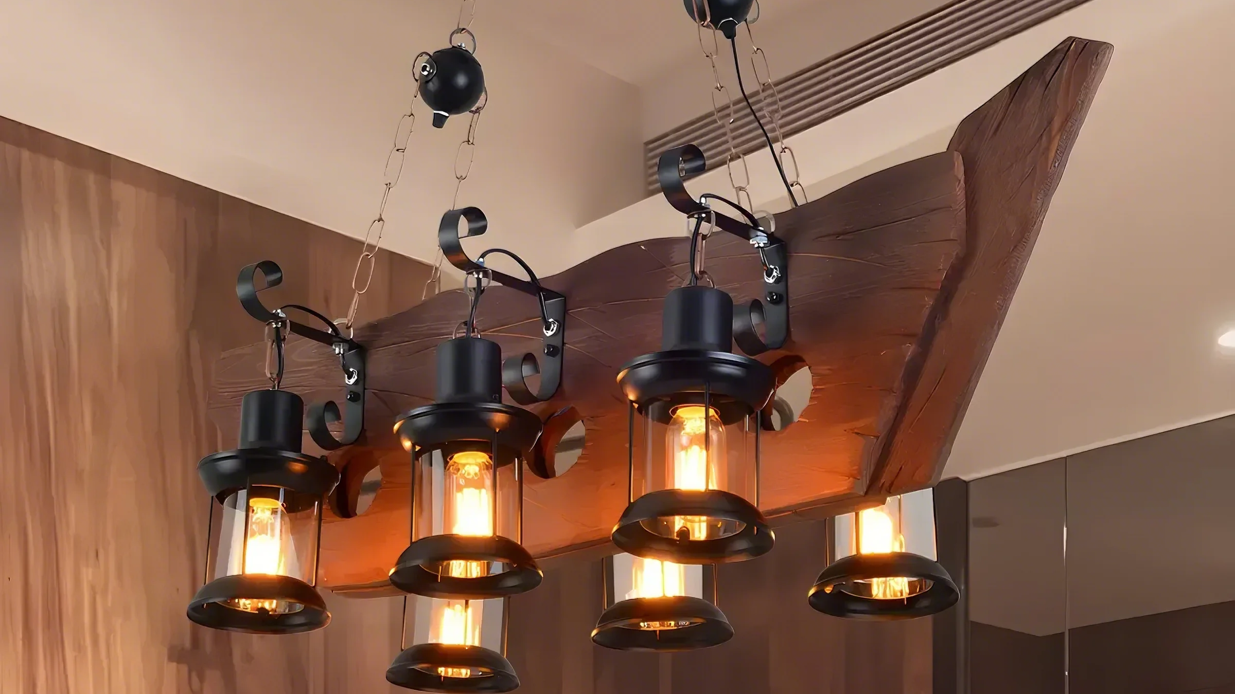 Rustic Lantern-Shaped Pendant Lights for Kitchen