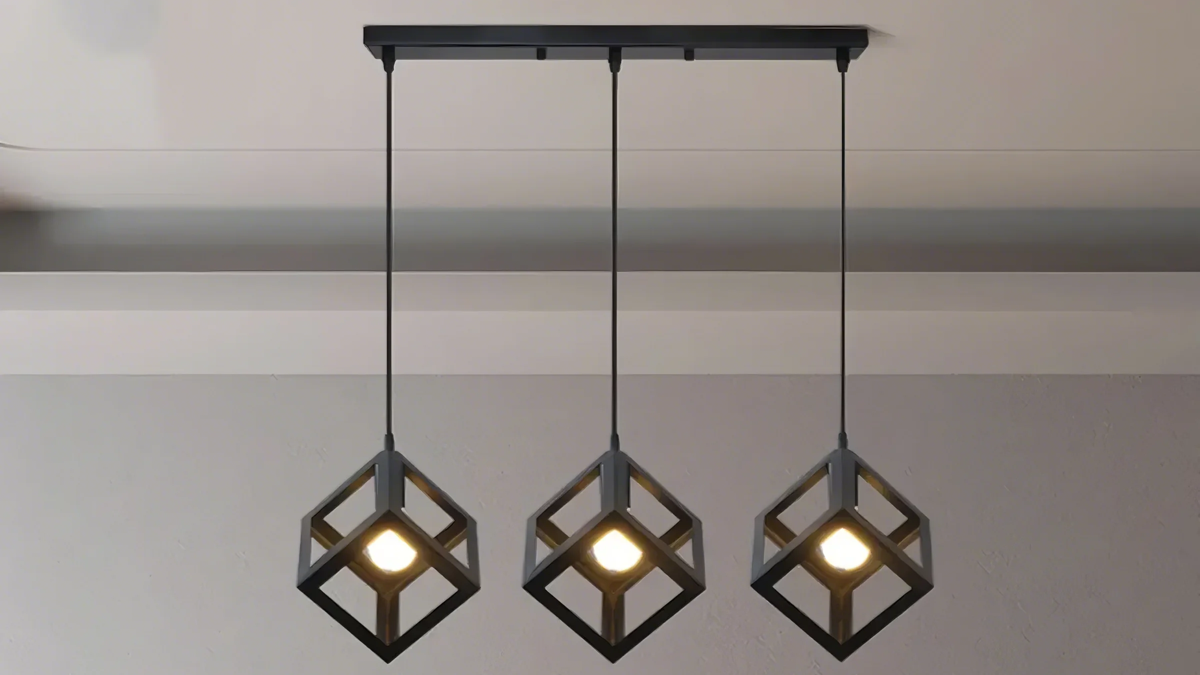 industrial style black metal geometric pendant light