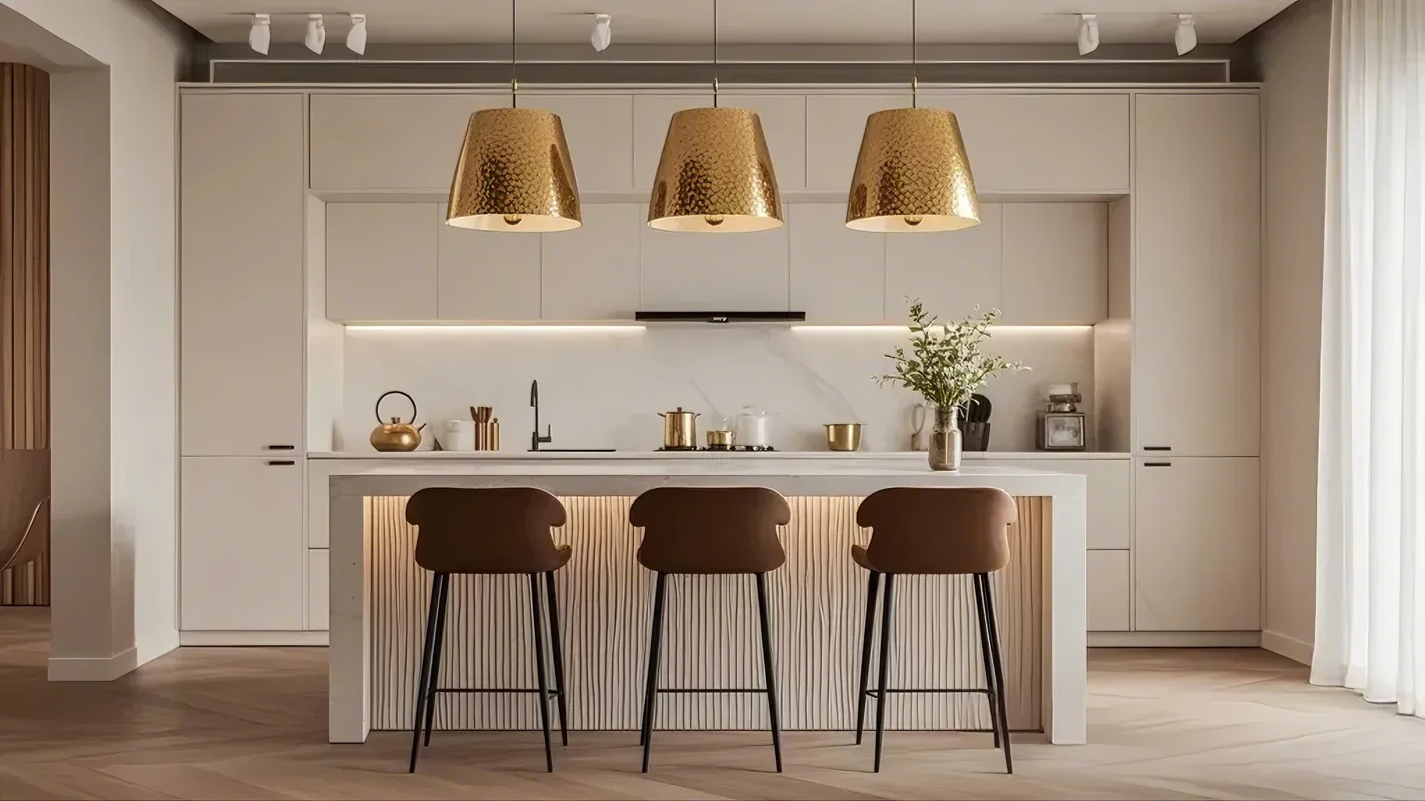 kitchen island pendant lights in high-end kitchen