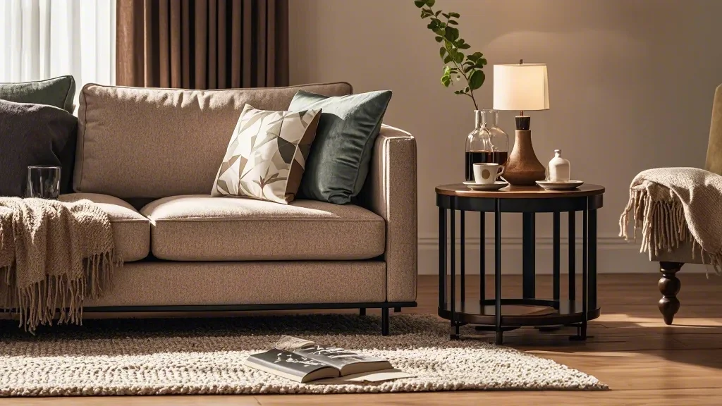 coffee table beside sofa